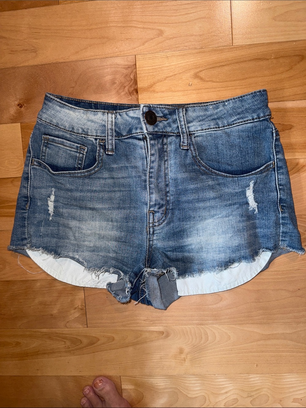Classic Distressed Denim Women’s Shorts - Blue unbranded  S EUC